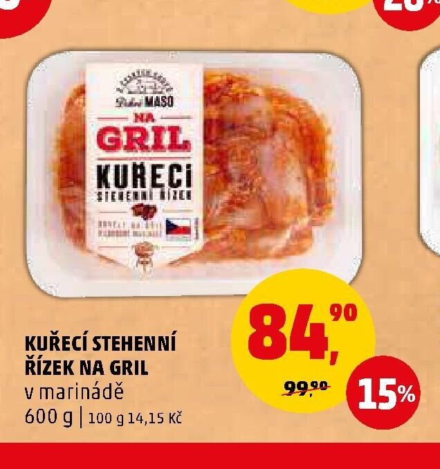 KUŘECÍ STEHENNÍ ŘÍZEK NA GRIL v marinádě 600 g