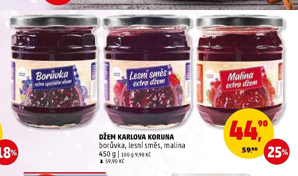 DŽEM KARLOVA KORUNA borůvka, lesní směs, malina
