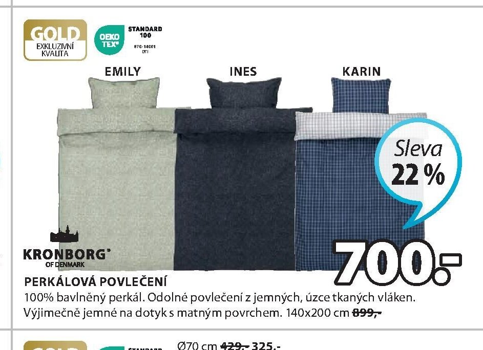 Perkálová povlečení (EMILY, INES, KARIN)