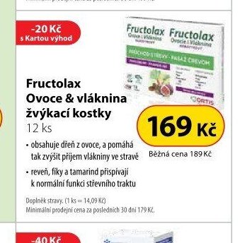 Fructolax Ovoce & vláknina žvýkací kostky 12 ks