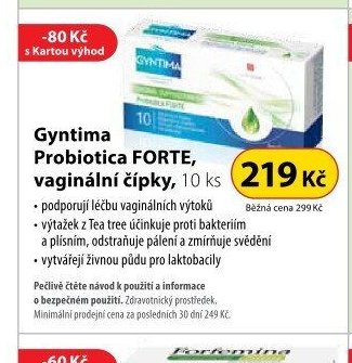 Gyntima Probiotica FORTE, vaginální čípky, 10 ks