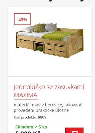 Jednolůžko se zásuvkami MAXIMA