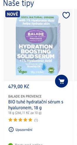 BALADE EN PROVENCE BIO tuhé hydratační sérum s hyaluronem