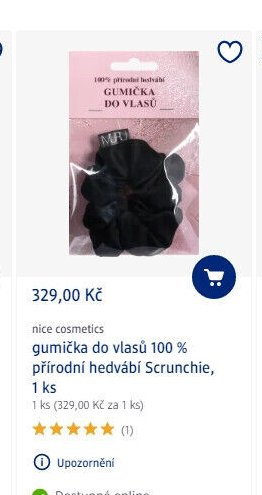 nice cosmetics gumička do vlasů 100% přírodní hedvábí Scrunchie