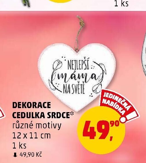 DEKORACE CEDULKA SRDCE různé motivy