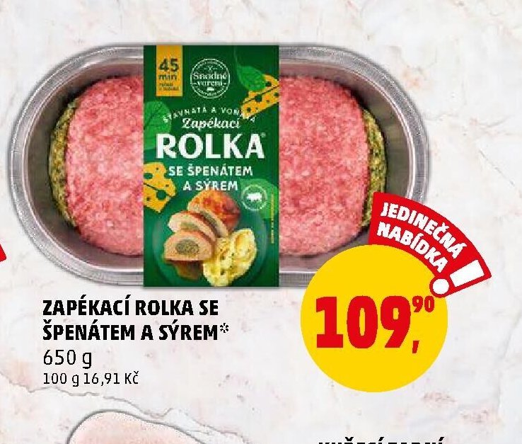 Zapékací rolka se špenátem a sýrem