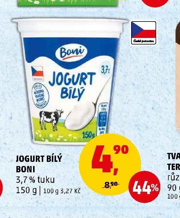 JOGURT BÍLÝ BONI 3,7 % tuku 150 g