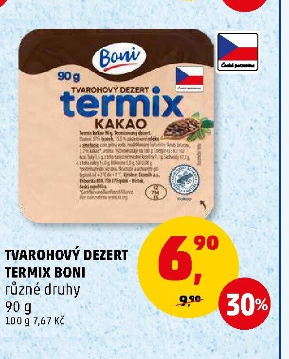 TVAROHOVÝ DEZERT TERMIX BONI různé druhy 90 g