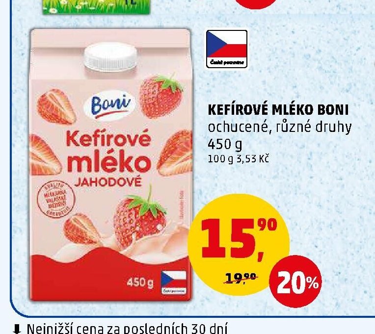 KEFÍROVÉ MLÉKO BONI ochucené, různé druhy 450 g