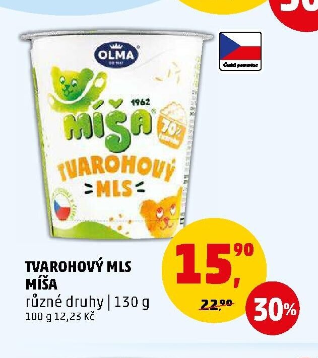 Tvarohový mls Míša různé druhy 130 g