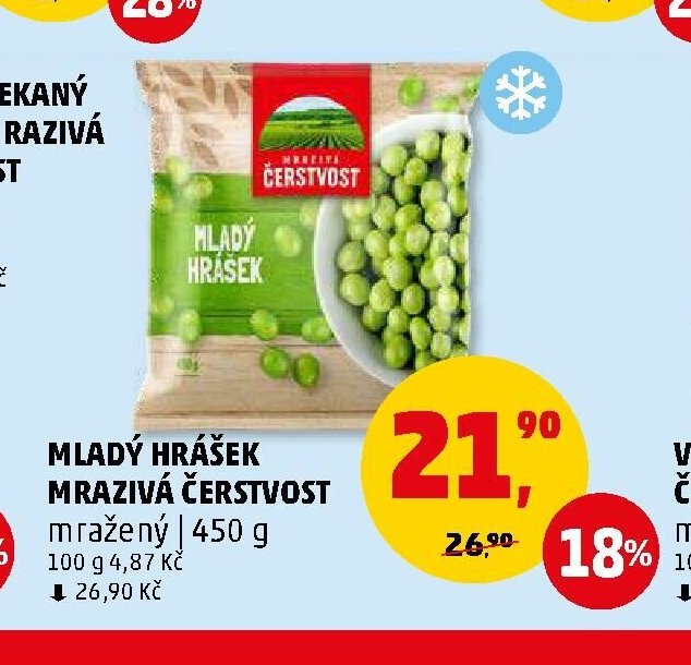 Mladý hrášek mražený Čerstvost