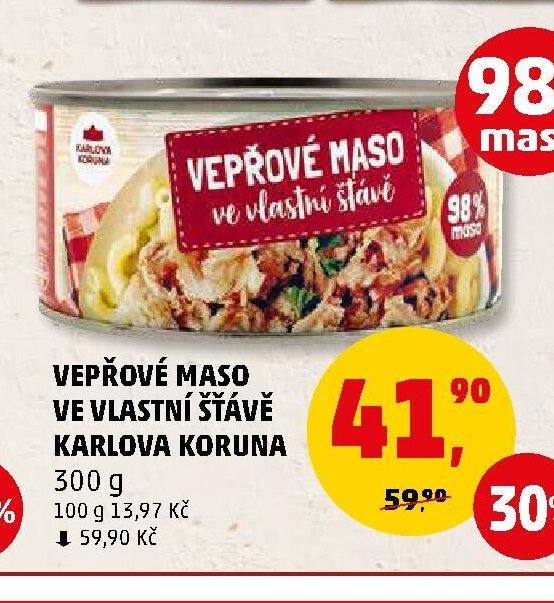 Vepřové maso ve vlastní šťávě Karlova Koruna 300 g