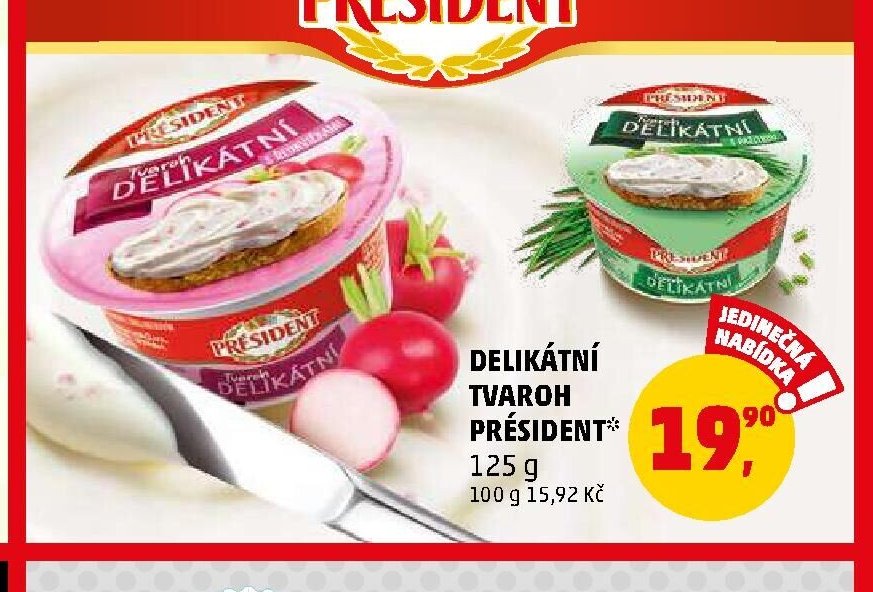 Delikátní tvaroh Président