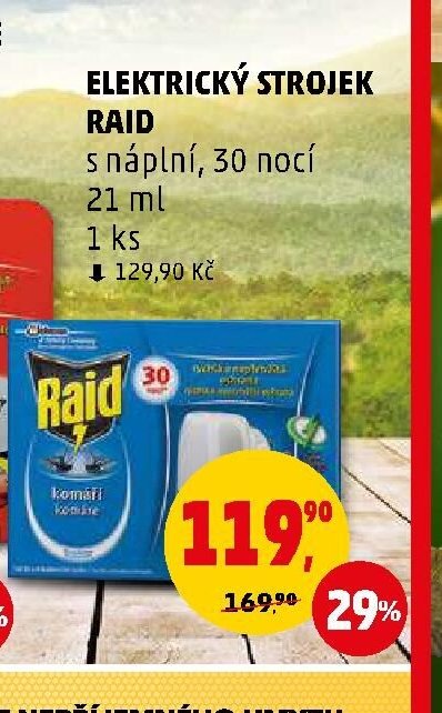 ELEKTRICKÝ STROJEK RAID s náplní 30 nocí 21 ml 1 ks