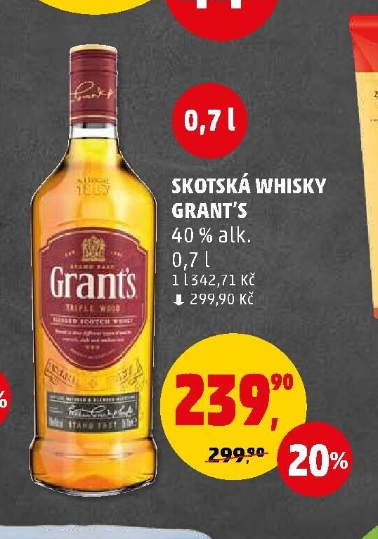SKOTSKÁ WHISKY GRANT'S 40% alk. 0,7 l