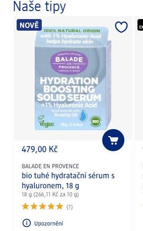 BALADE EN PROVENCE bio tuhé hydratační sérum s hyaluronem, 18 g