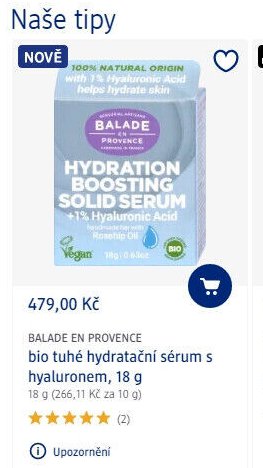BALADE EN PROVENCE bio tuhé hydratační sérum s hyaluronem, 18 g