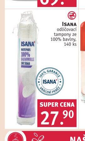ISANA odličovací tampony ze 100% bavlny, 140 ks