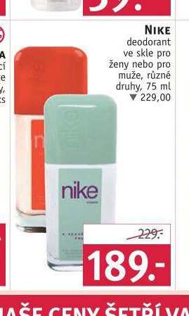 NIKE deodorant ve skle pro ženy nebo pro muže, 75 ml