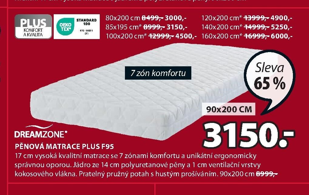 PĚNOVÁ MATRACE PLUS F95