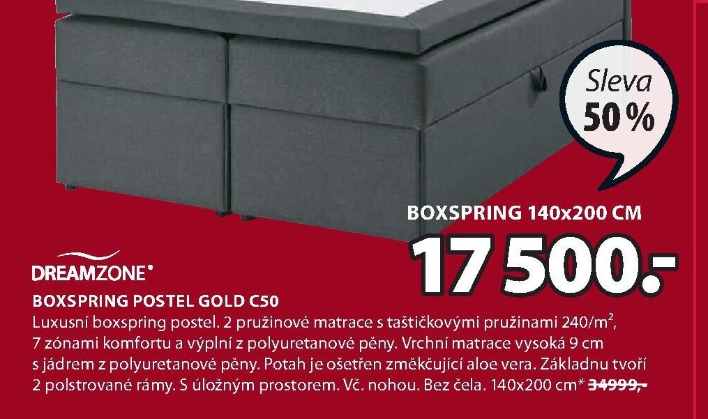 BOXSPRING POSTEL GOLD C50