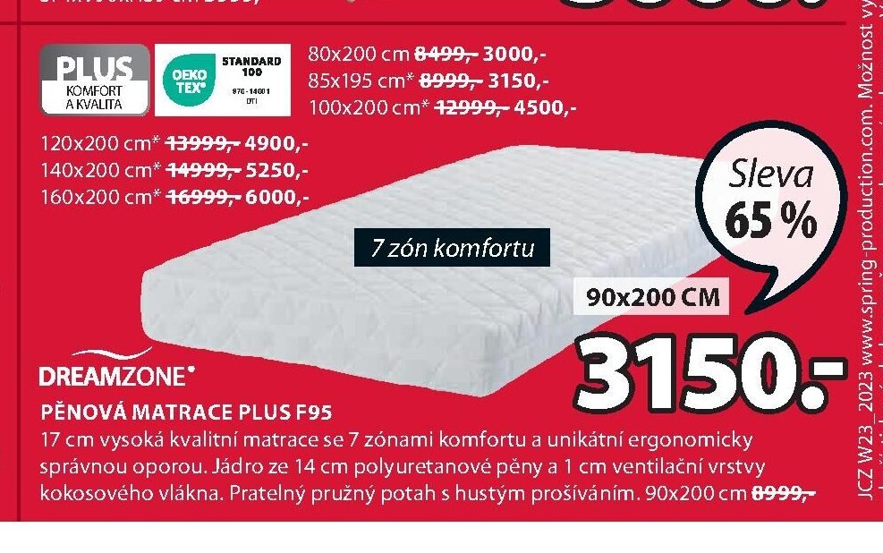 PĚNOVÁ MATRACE PLUS F95