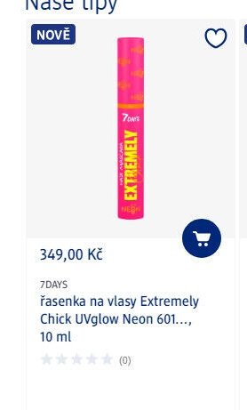 7DAYS řasenka na vlasy Extremely Chick UVglow Neon 601, 10 ml