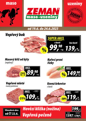 aktuální leták ZEMAN maso - uzeniny 19.6.2023-24.6.2023