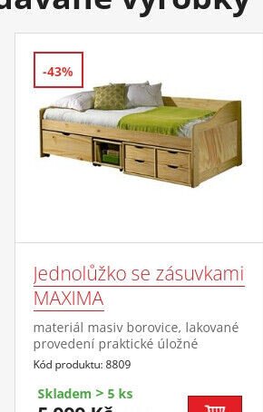 Jednolůžko se zásuvkami MAXIMA
