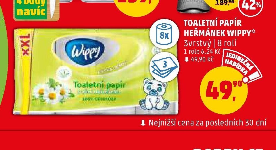 Toaletní papír Heřmánek Wippy 8 rolí