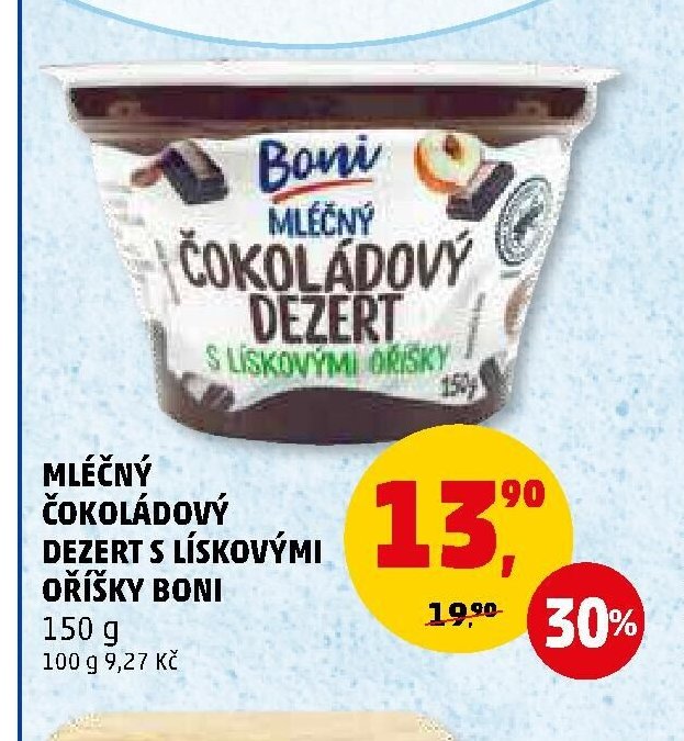 Mléčný čokoládový dezert s lískovými oříšky Boni