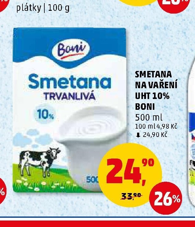 Smetana na vaření UHT 10% Boni