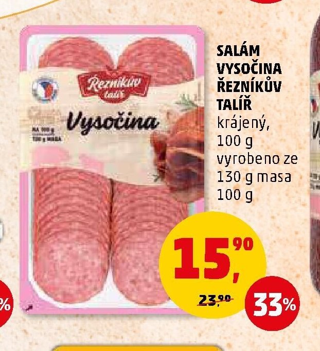 SALÁM VYSOČINA ŘEZNÍKŮV TALÍŘ krájený, 100 g
