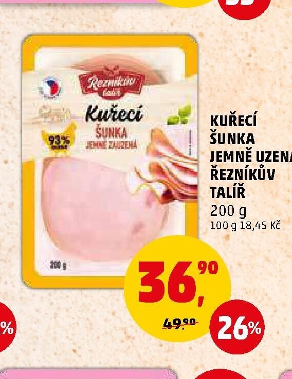 KUŘECÍ ŠUNKA JEMNĚ UZENÁ ŘEZNÍKŮV TALÍŘ 200 g
