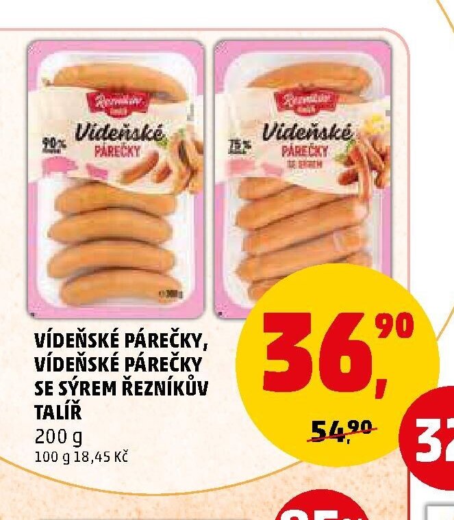 VÍDEŇSKÉ PÁREČKY, VÍDEŇSKÉ PÁREČKY SE SÝREM ŘEZNÍKŮV TALÍŘ