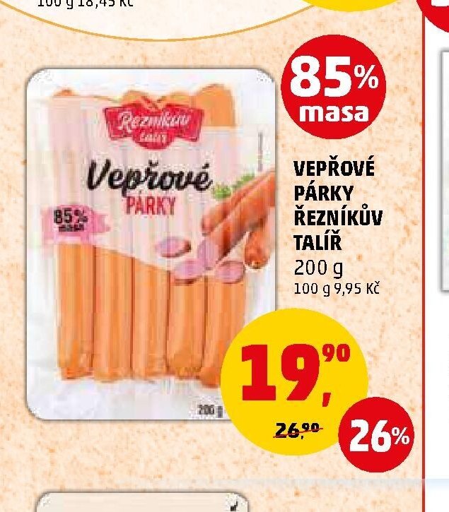 VEPŘOVÉ PÁRKY ŘEZNÍKŮV TALÍŘ