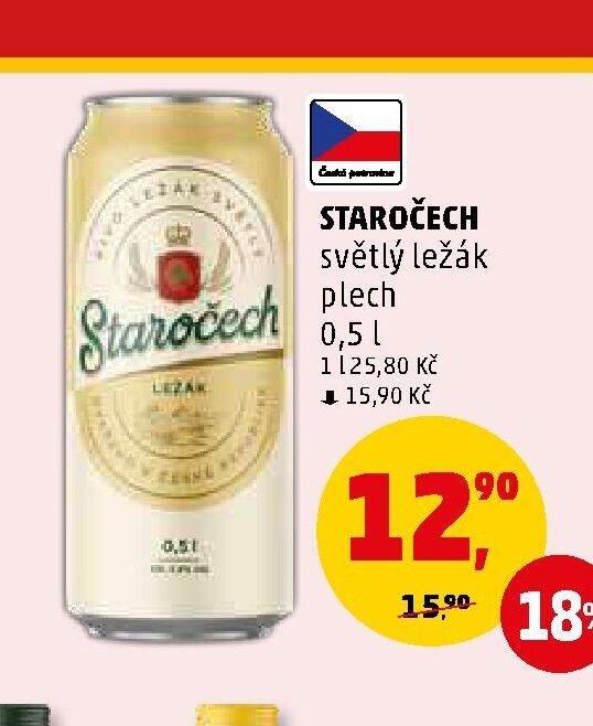 Staročech světlý ležák plech 0,5 l