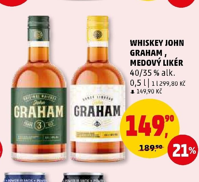 Whiskey John Graham, medový likér 40/35 % alk. 0,5 l