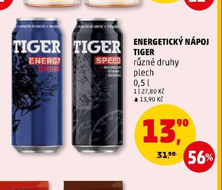Energetický nápoj Tiger různé druhy plech 0,5 l