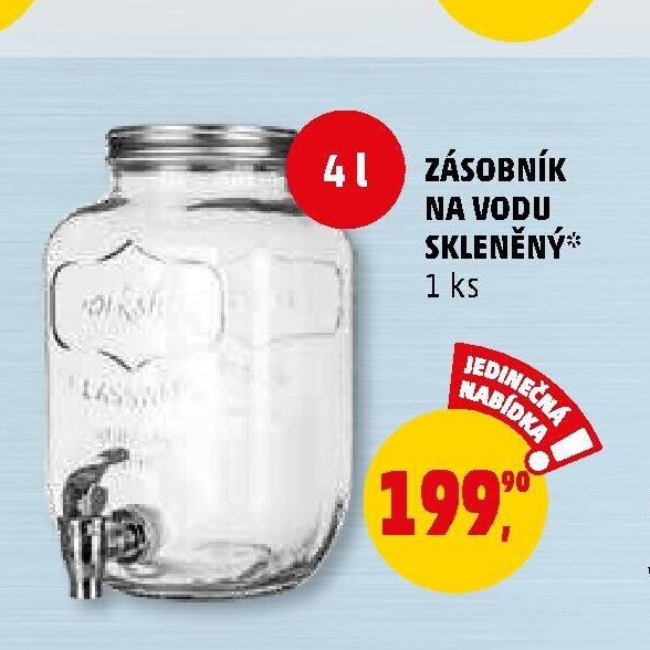 ZÁSOBNÍK NA VODU SKLENĚNÝ