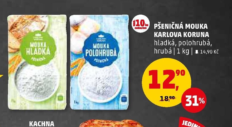PŠENIČNÁ MOUKA KARLOVA KORUNA hladká, polohrubá, hrubá | 1 kg