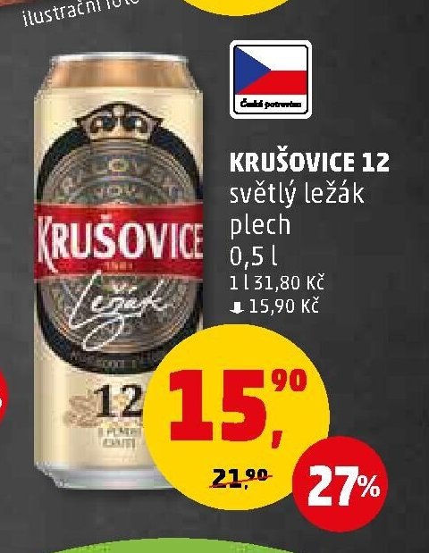 KRUŠOVICE 12 světlý ležák plech 0,5 l