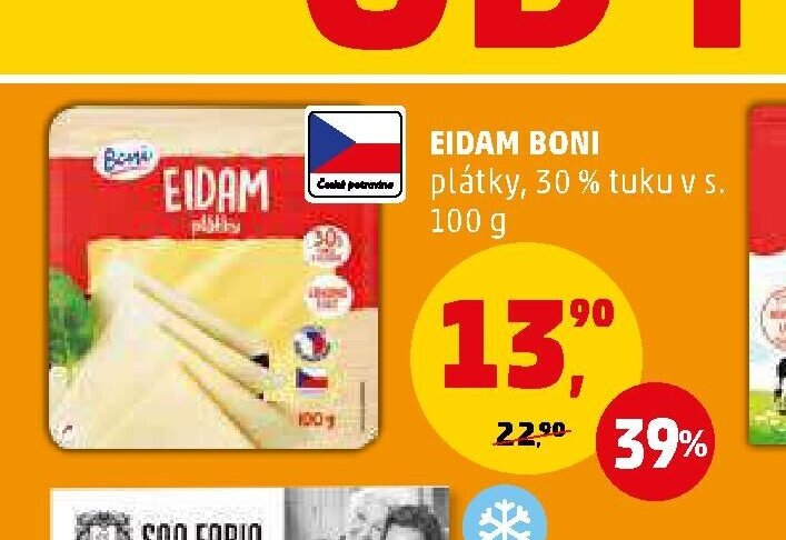 Eidam Boni plátky 30% tuku v s.