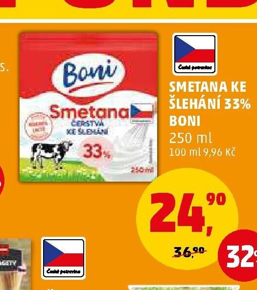 Smetana ke šlehání 33% Boni