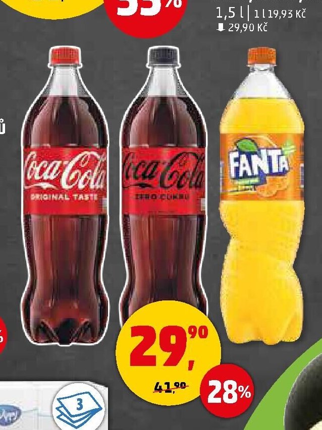 Coca-Cola, Coca-Cola Zero, Sprite, Fanta 1,5 l