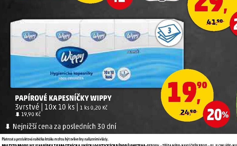 Papírové kapesníčky Wippy 3vrstvé 10x 10 ks