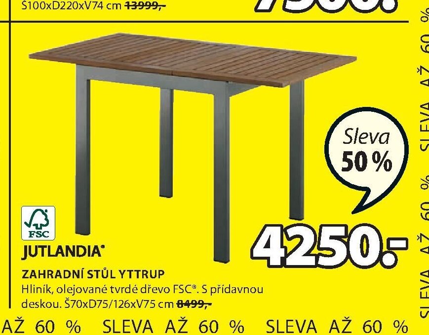 JUTLANDIA ZAHRADNÍ STŮL YTTRUP