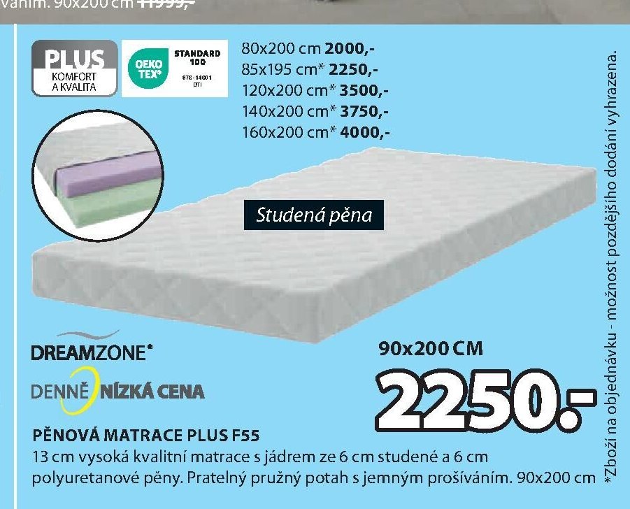 DREAMZONE PĚNOVÁ MATRACE PLUS F55