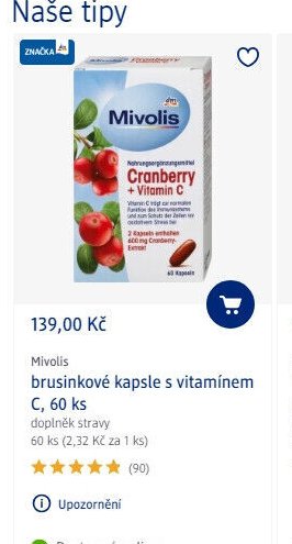 Mivolis brusinkové kapsle s vitamínem C, 60 ks