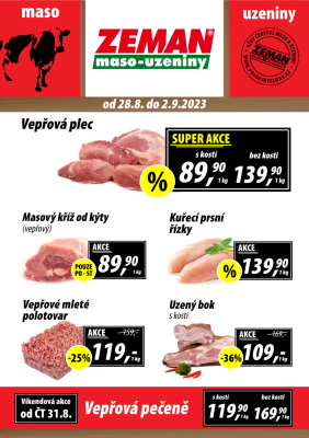 aktuální leták ZEMAN maso - uzeniny 28.8.2023-2.9.2023